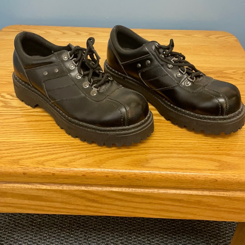 Men’s, size 11, black, lace up, shoes.